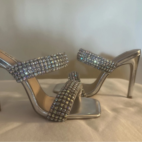 Steve Madden Silver Rhinestone Heels - Picture 3 of 7